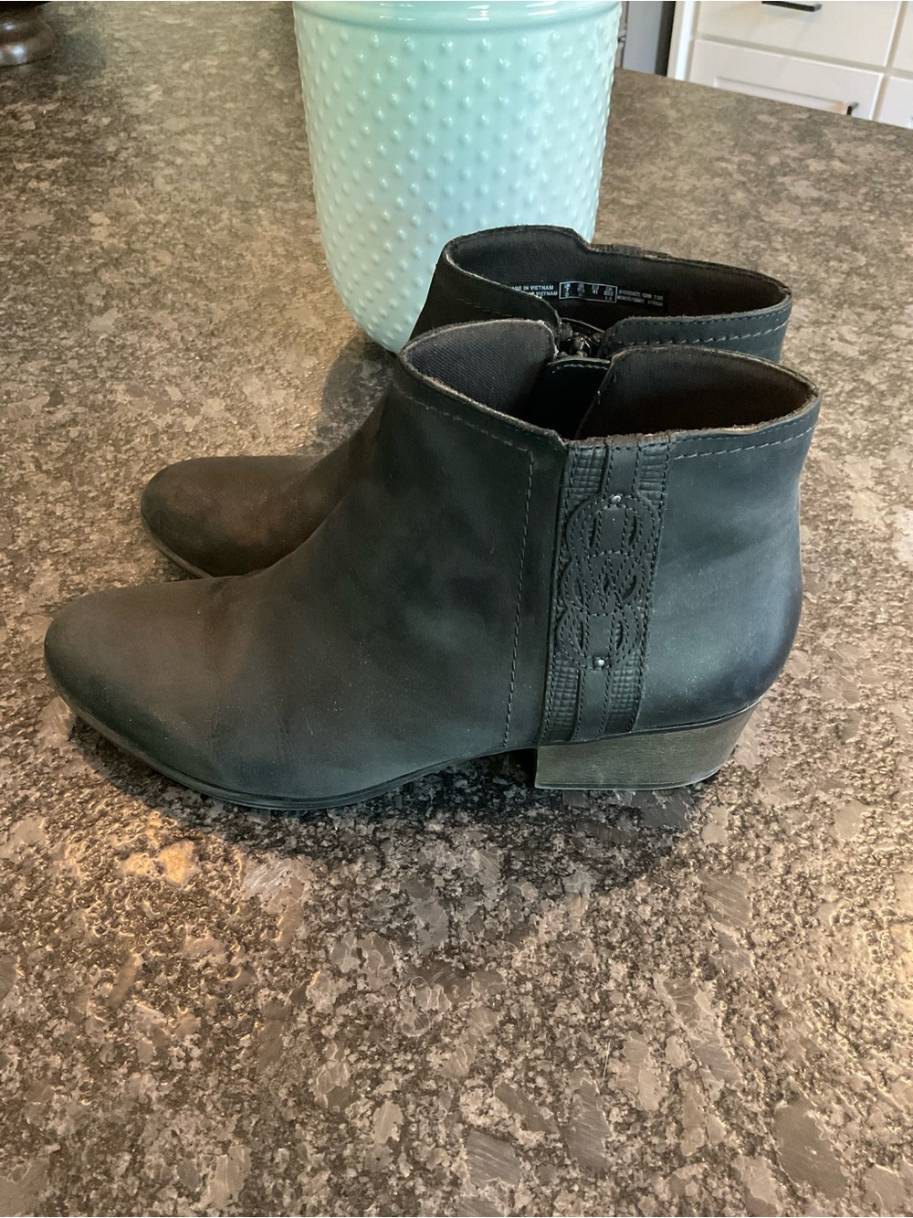 Clarks Black Leather Ankle Booties